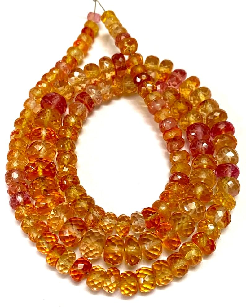 Saphir naturel Padparadscha, perles à facettes pour créer votre collier