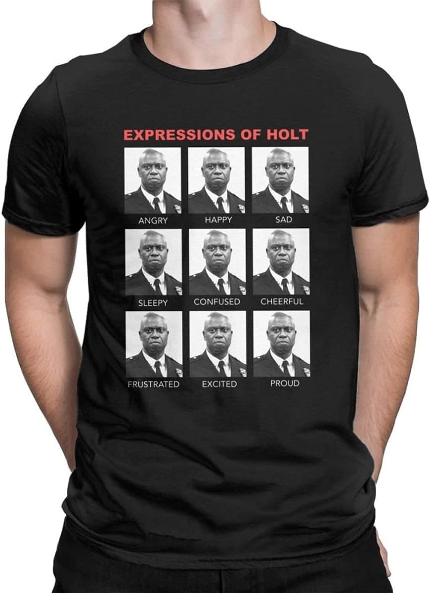 Master Pig Expressions of Holt Brooklyn Nine Nine Brooklyn 99 Tops Men Casual Streetwear Clothes Ropa Hombre Camisetas Black Short Sleeve T-Shirt S