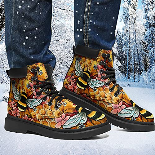 Custom Flower Mandala Honey Bee Boots Women Ankle Booties Fashion Handmade Boots2
