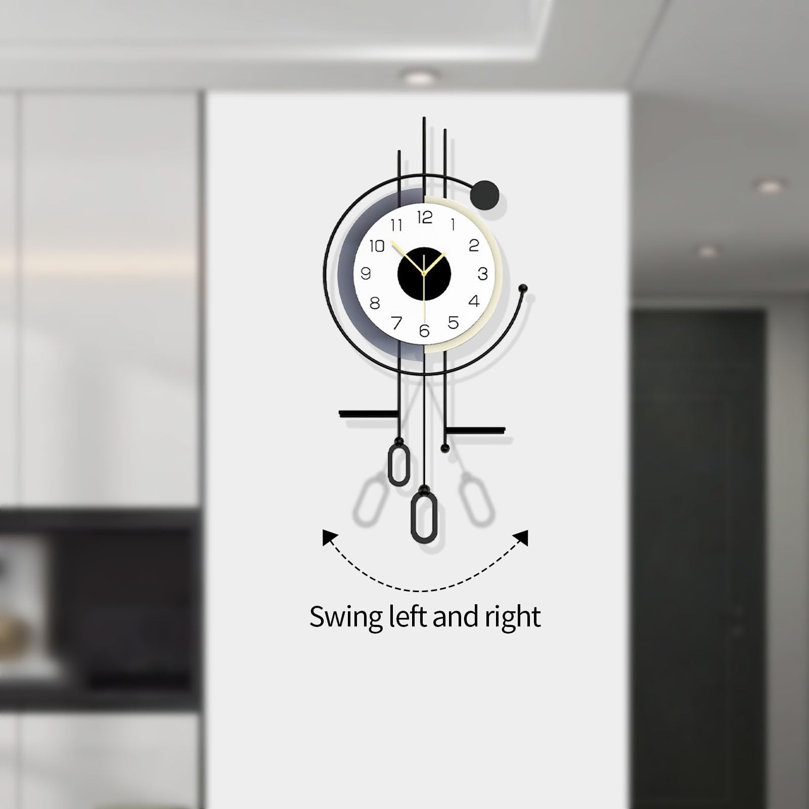 Moderno Orologio da Parete, Creatività Decorativo Orologi da Muro, Grande Silenzioso Orologio da Parete con Tavolo Portaoggetti, Moda Art per Soggiorno Camera da Letto Ufficio Cucina