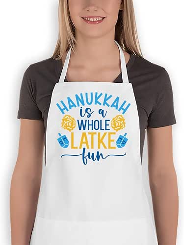 Hanukkah White Kitchen Baking Apron | Latke Fun
