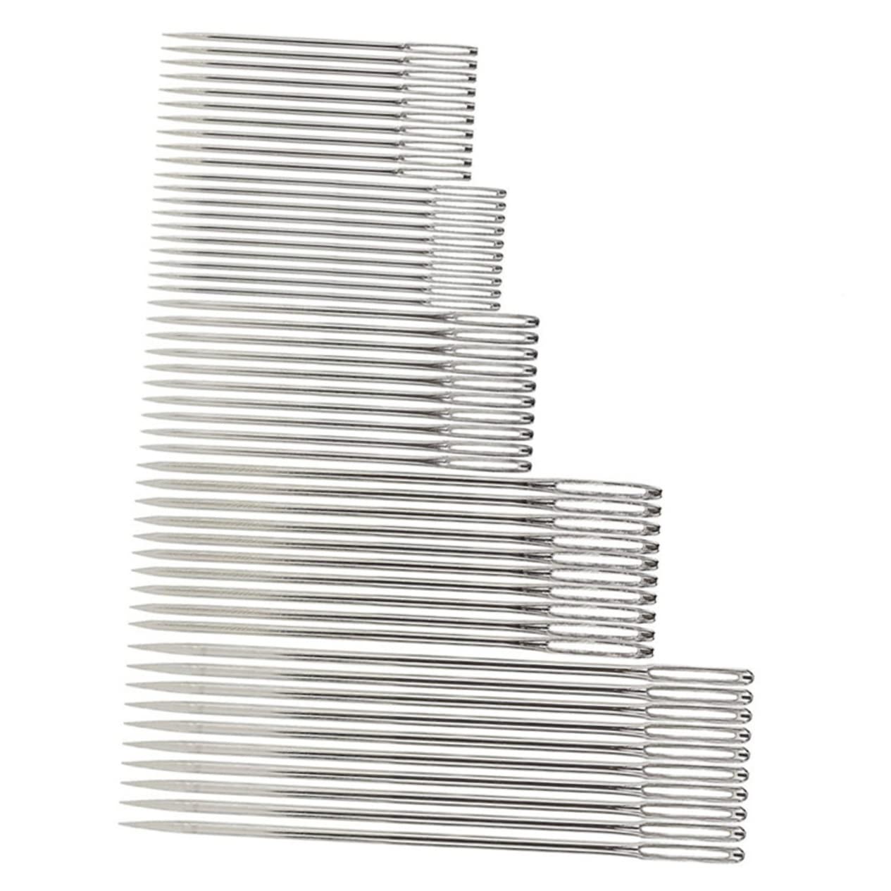 KALLORY 50pcs Big Eye Needles for Yarn Large Eye Sewing Needles Set DIY Threading Tools