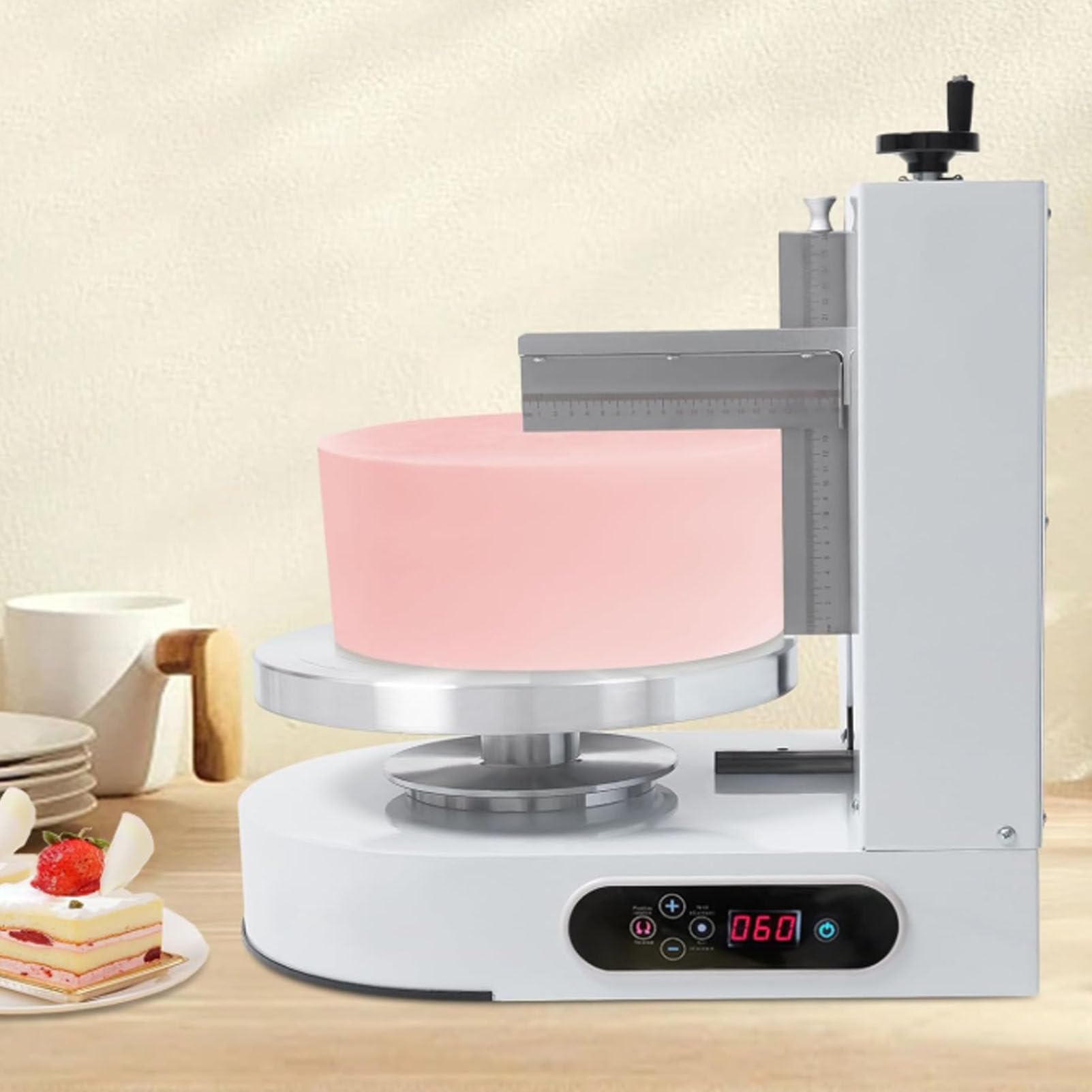 Macchina per decorare torte, spalmatrice automatica per crema con display LCD, per torte di dimensioni da 4 a 12 pollici, velocità di rotazione 60-320 giri/min