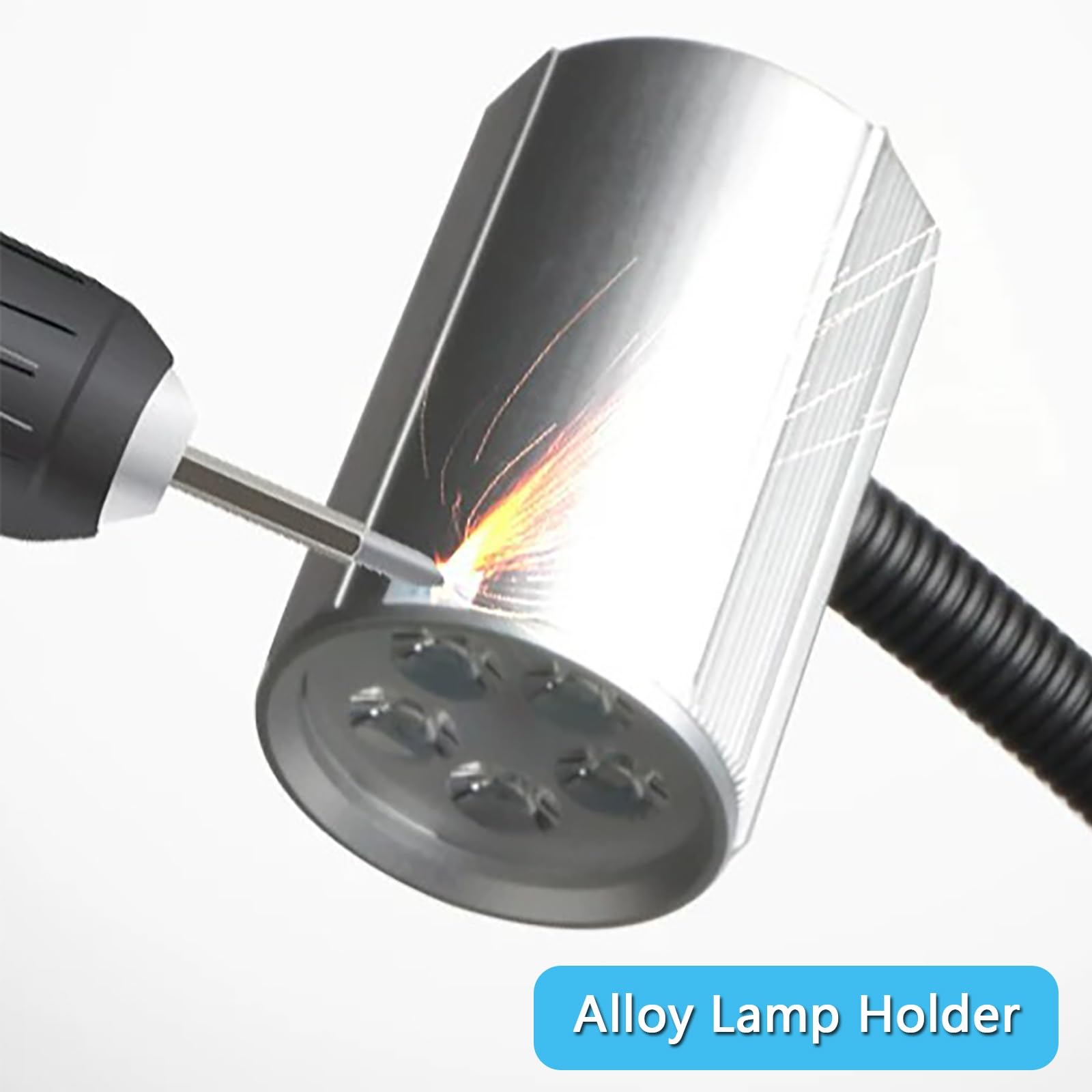 Lampada Flessibile a Collo D'oca, Lampada da Lavoro per Macchine, Lampadas Industriale da 110-220V per Utensili, con Interruttore Impermeabile, da Fissare con Viti(Silver,5W)