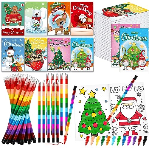 Fulmoon 144 Pcs Christmas Coloring Books for Kids Christmas Coloring Books Bulk with Crayons Christmas Mini Activity Books for Kids Stuffer Filler Holiday Fun and Games Activity Books