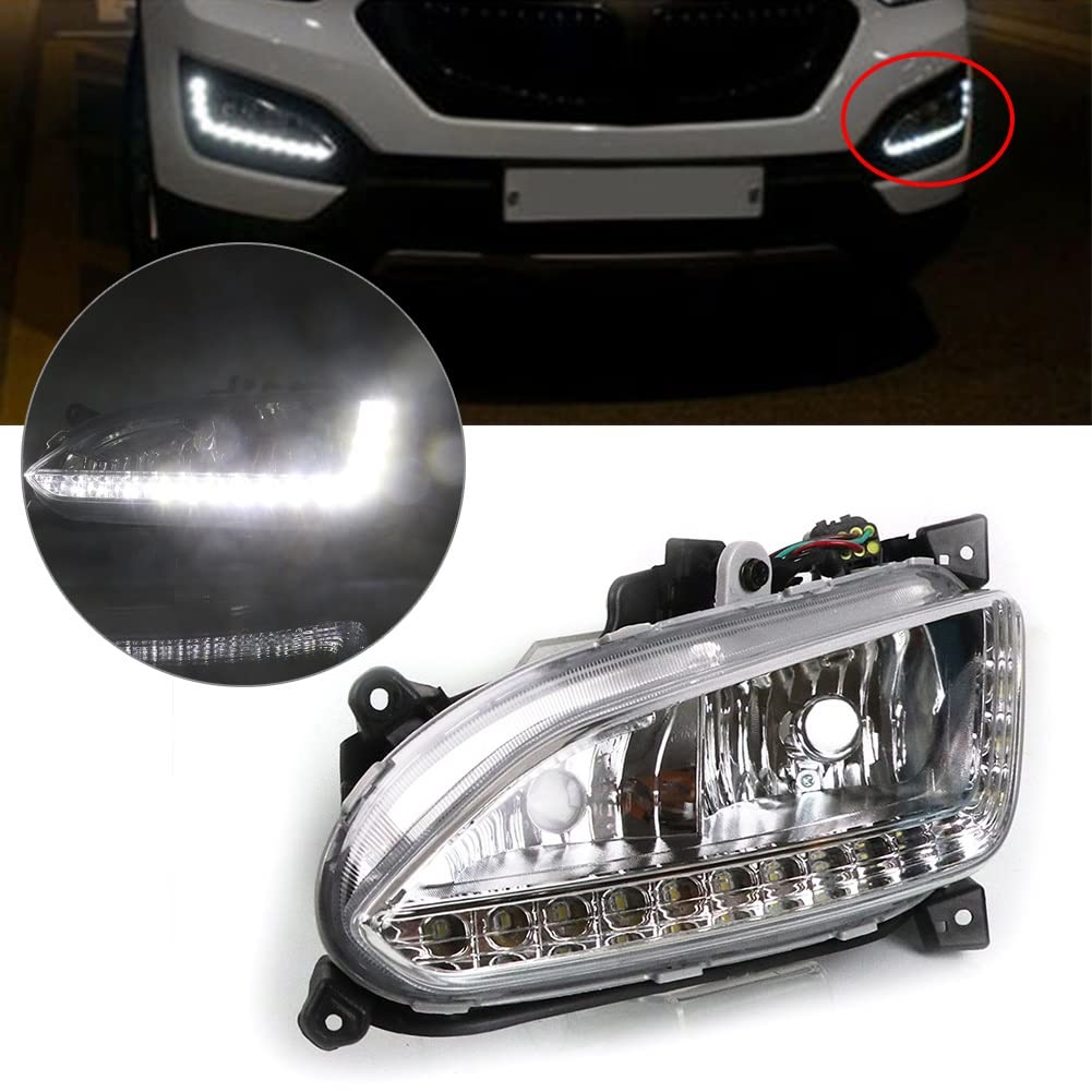 1 Uds Auto LED DRL Luz De Circulación Diurna para Hyundai IX45 para Santa Fe 2013 2014 2015 Faro Antiniebla Delantero Derecho Lado Izquierdo Luz Espejo Retrovisor Indicador (Color : Derecha)