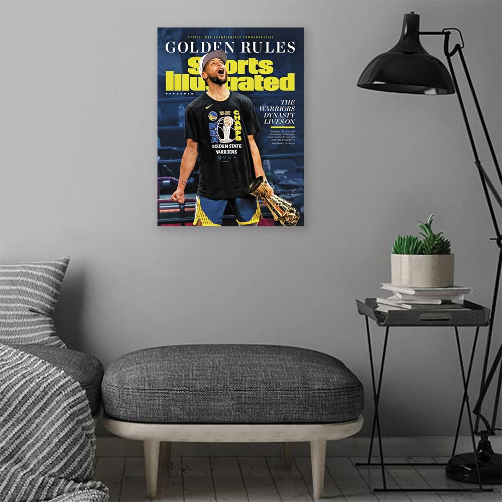 VERRE ART Printed Framed Canvas Painting for Home Decor Office Wall Studio Wall Living Room Decoration (14x22inch Wrapped) - Golden State Warriors