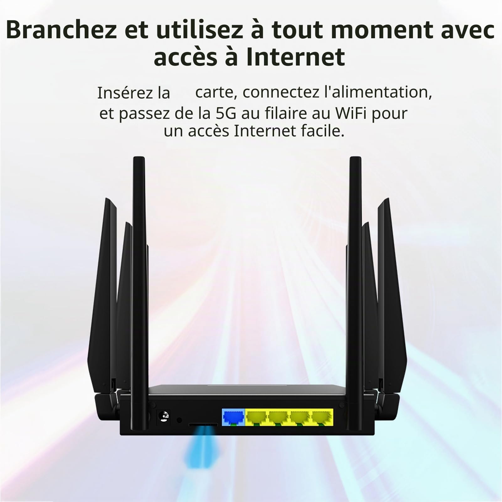 Routeur WiFi6 5G CPE, avec 8 Antennes Routeur WiFi 5G CPE avec Emplacement pour Carte SIM, 1000 Mbps, Plug and Play Réseau Ethernet Gigabit Double Bande WiFi6(Prise UE)