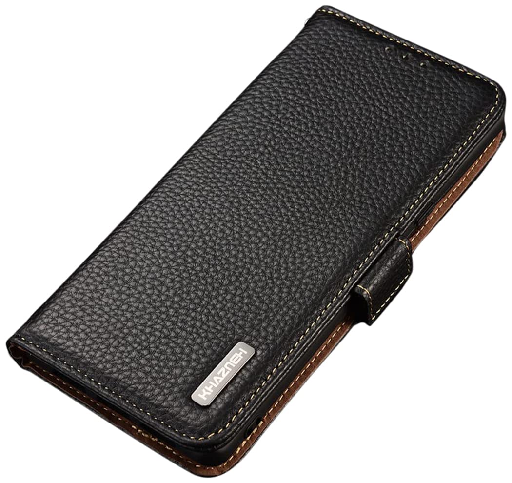 TIMECATGenuine Leather case for Sony Xperia PRO-I, [RFID Blocking] Card Pocket Wallet Full Protection Shock Absorption with Side Magnet Stand Function (Xperia Pro-I, Black)