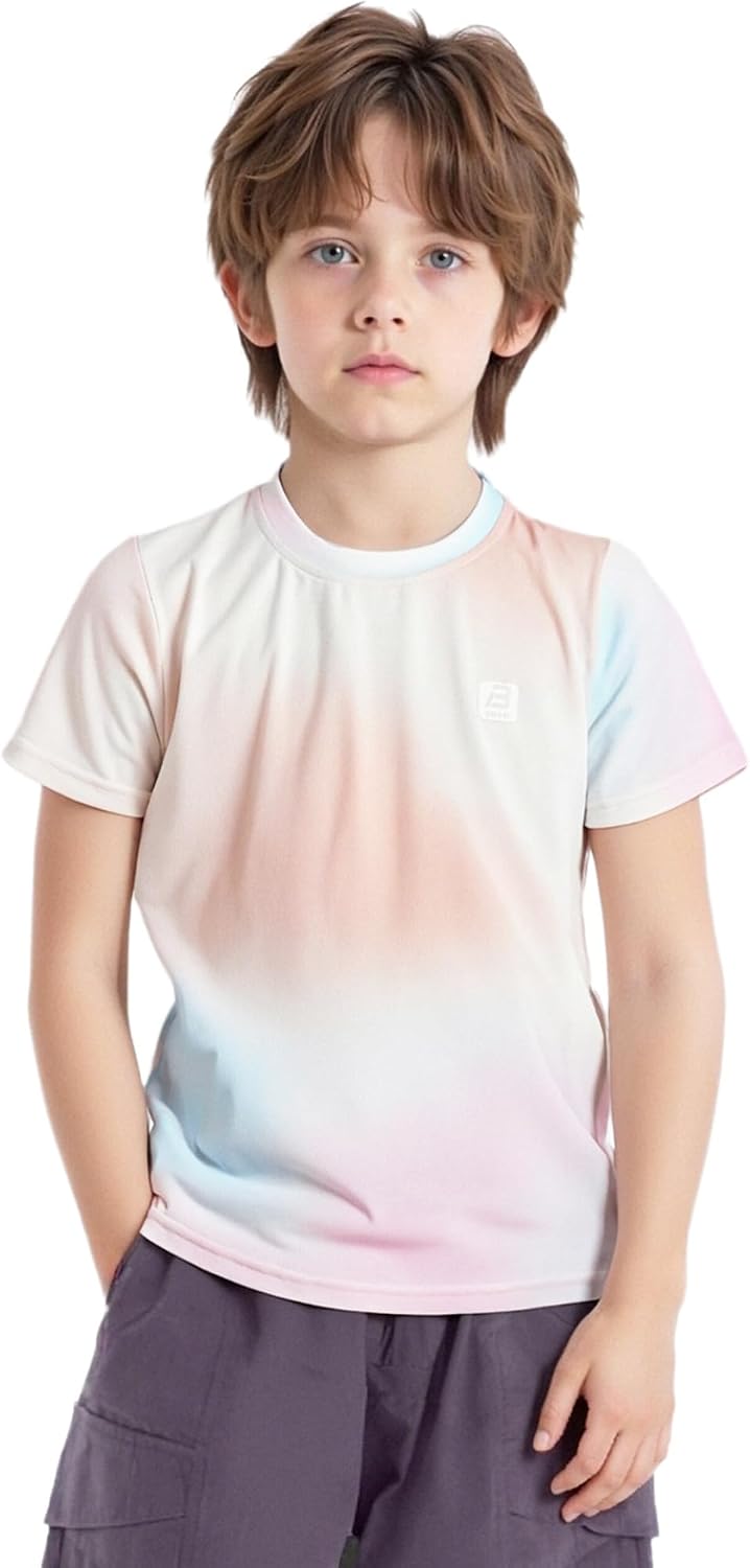 Kids Boys Sun Protection Rash Guard Short Sleeve Shirts Tops for Beach Trips Fishing
