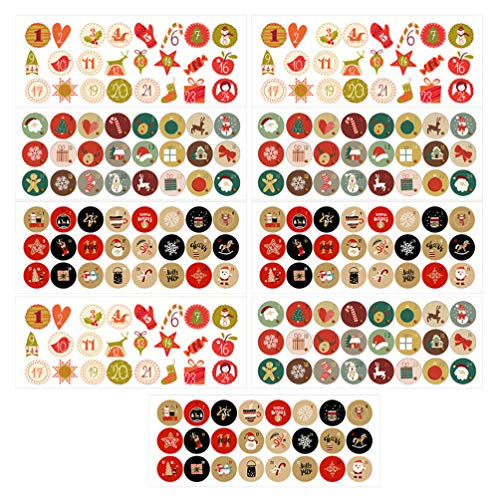 TOYANDONA 9Pcs Autocollants de Calendrier de Lavent de Noël 1-24 Autocollants de Compte à Rebours de Noël Autocollant de Nombre de Biscuits Autocollants de Sac de Bonbons pour Lartisanat Cover