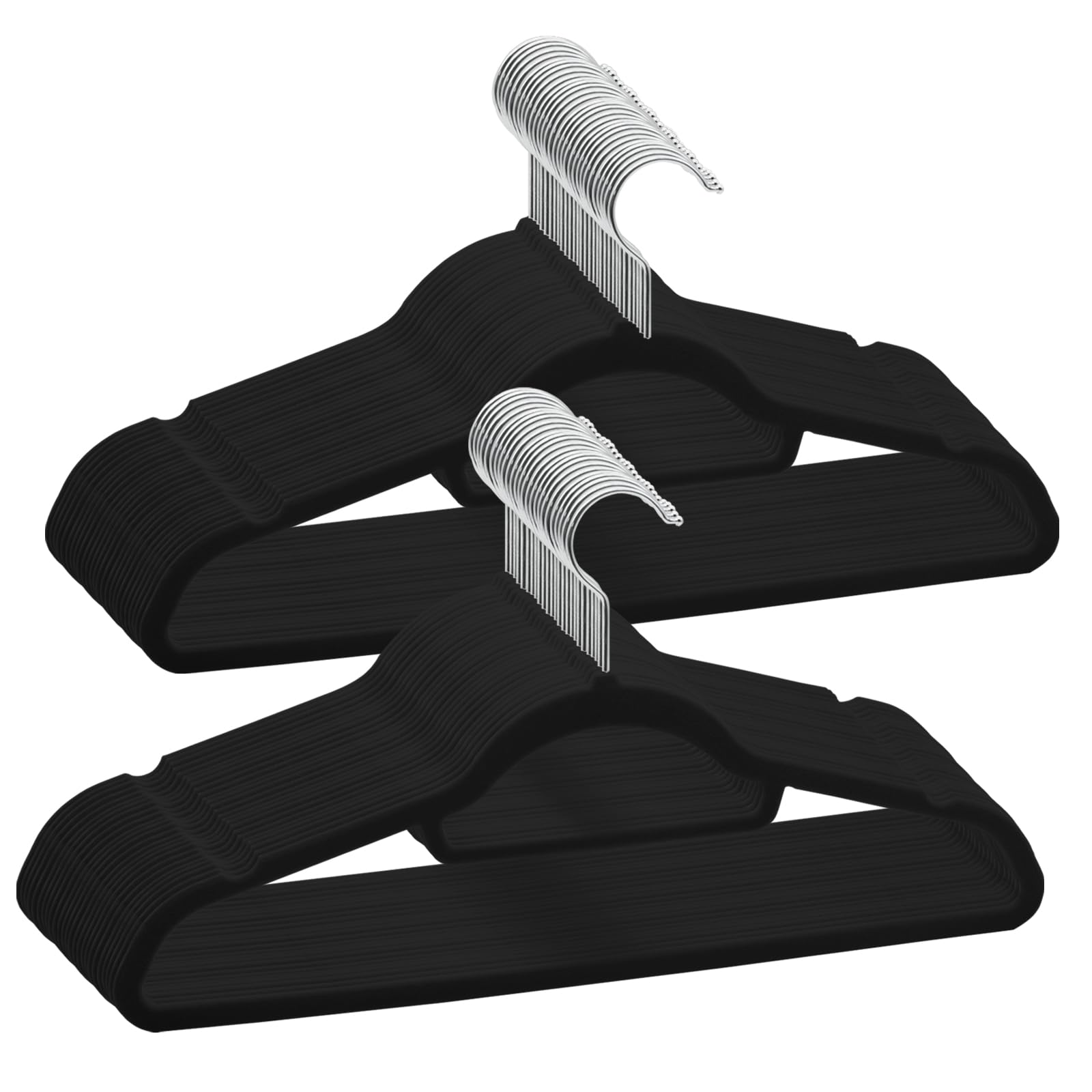 CASA COM-FORT | Appendiabiti in velluto | Colore nero | Antiscivolo e resistente | Grucce per abiti |80 unità | | Leroy Merlin