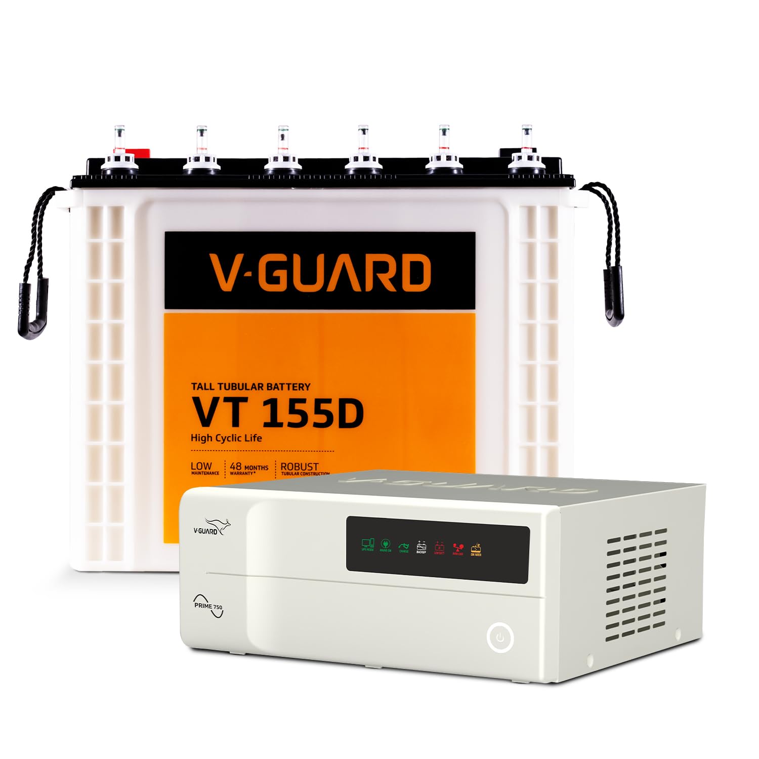 V-Guard Inverter & Battery Combo (750 Pure Sine Wave 650VA/ 12V Inverter, VT 155D 150 Ah Tall Tubular Battery) for Home, Office & Shops-image-48