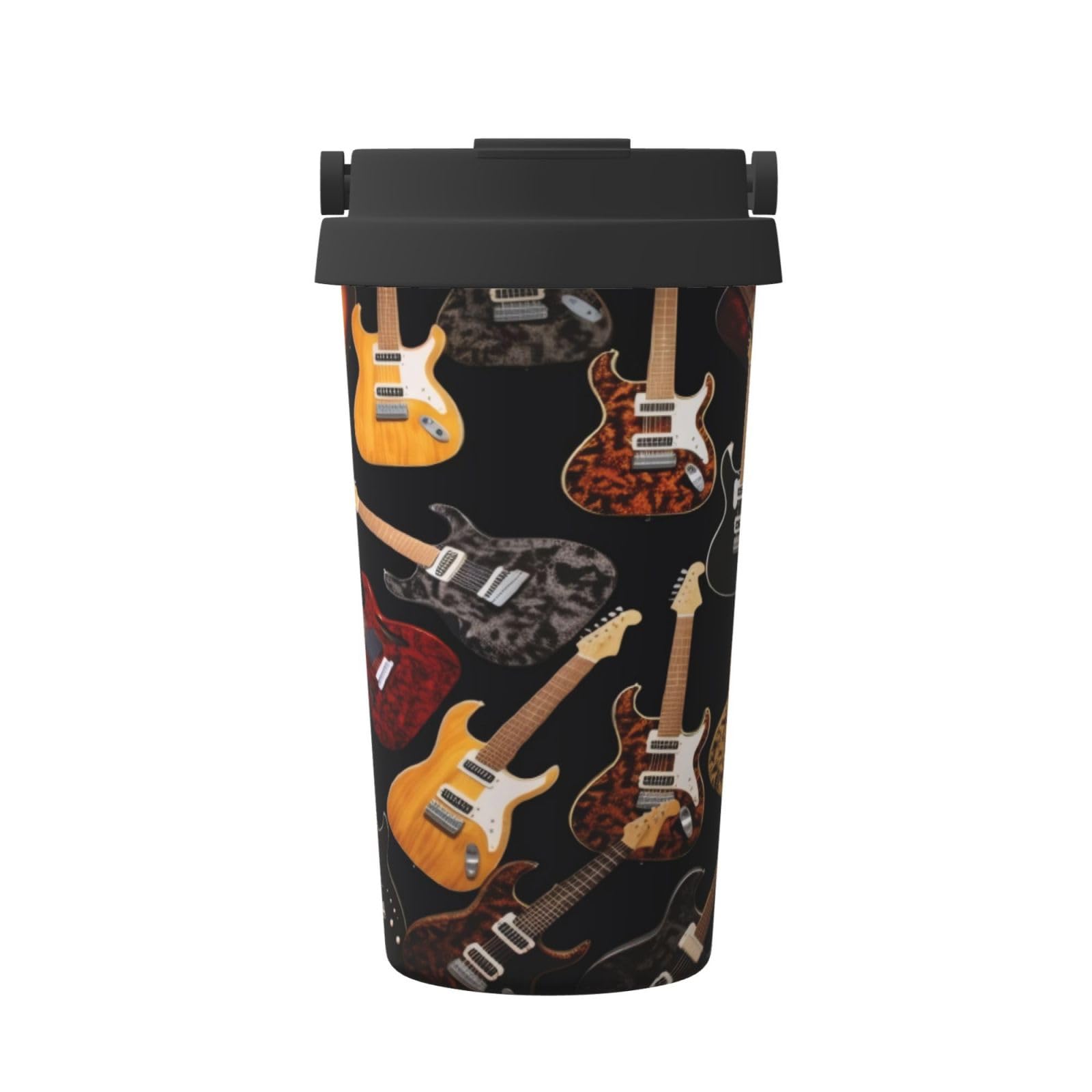 Cute Guitars, Insulated Coffee Mug â€“ 17oz Double Wall Vacuum Stainless Steel Tumbler Cup with Leak-Proof Lid & Handle, Fashion Portable Travel Thermos Mug for Cold & Hot Drinks