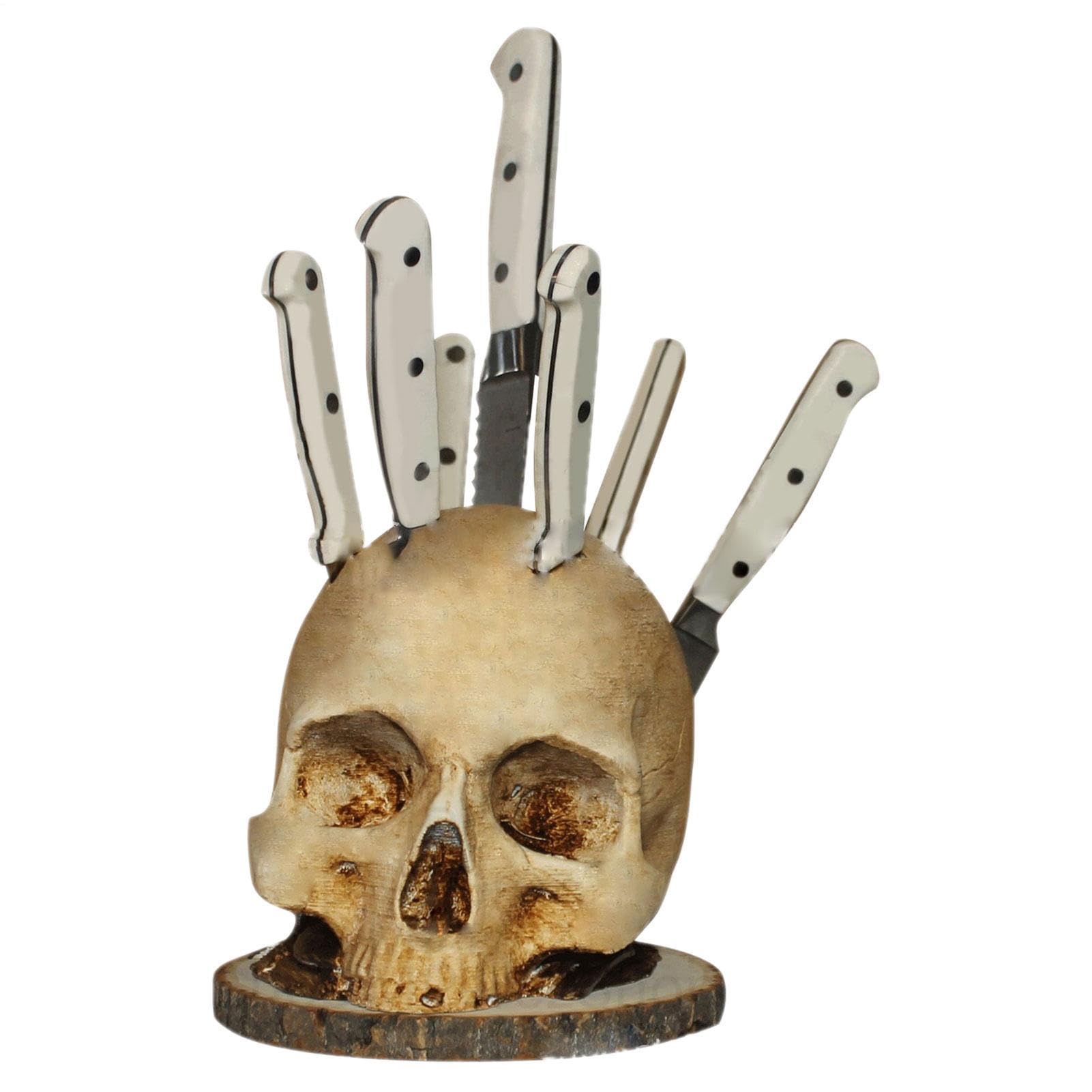 Soporte para cuchillos de calavera gótica para cubiertos de cocina