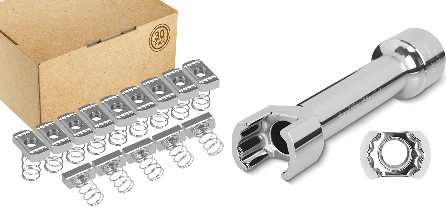 Strut Channel Nuts 1/2"-13 with Standard Spring - 30 Pcs, 1/2″ Drive 3/4″ (19mm) Strut Channel Impact Socket