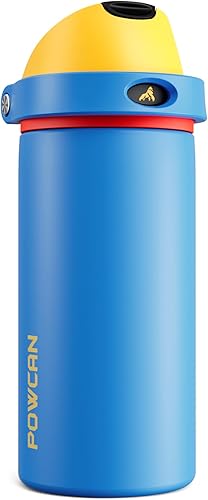 Miniatura 28 de POWCAN - Botella de agua aislada, 24 oz, tapa 2 en 1, boquilla de botón, popote abatible, a prueba de fugas, acero inoxidable, para portavasos