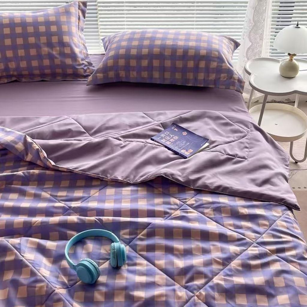 Bedspread Coverlets Patchwork Quilts Double/Set King Size Cotton Reversible Quilt,Lightweight and Breathable Super Soft Summer Quilt,Air Conditioning Quilt,Couch Blanket Bedding(G,150x200cm)