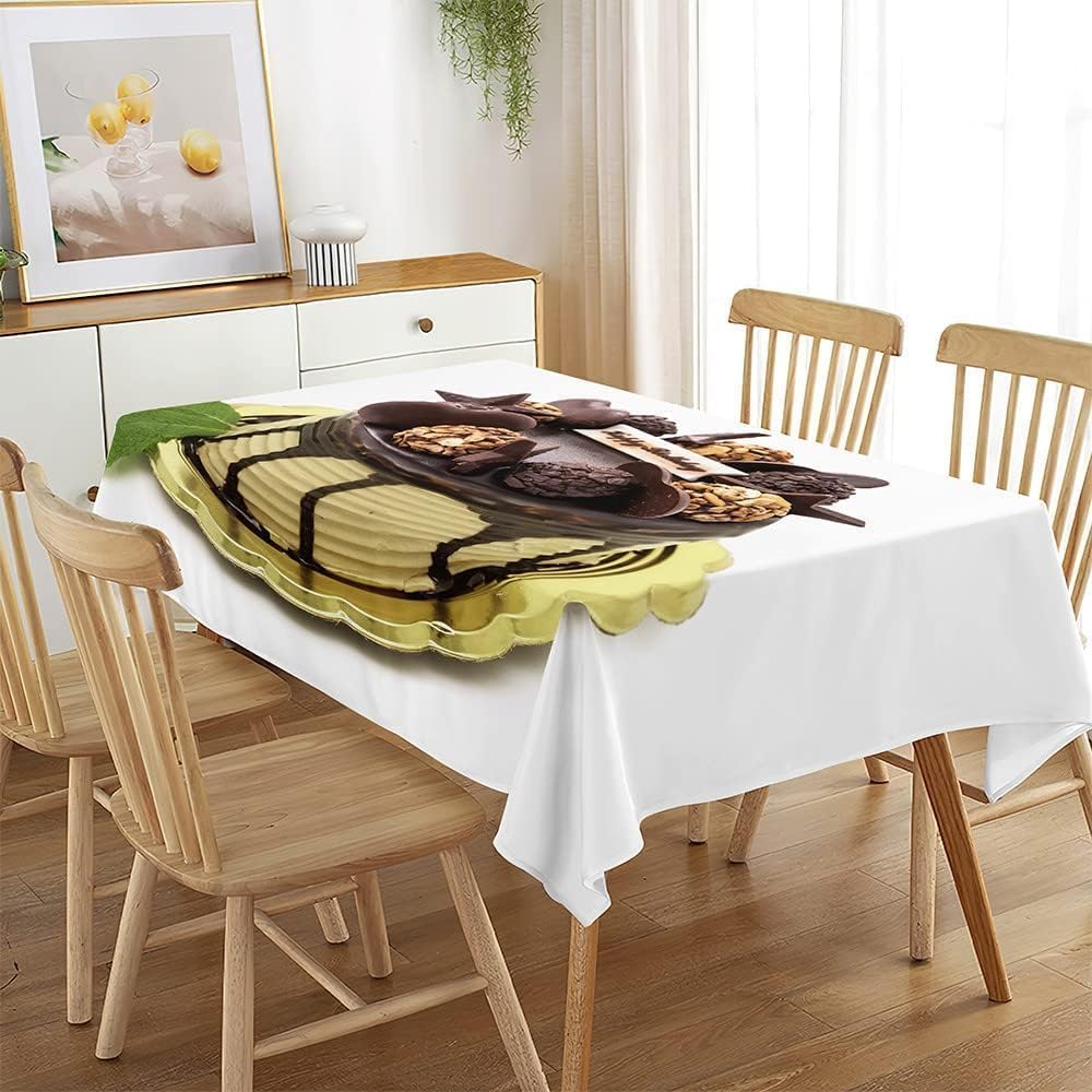 Prostokątny obrus 140 x 300 cm pastelowy deserowy, plamoodporna i zmywalna tkanina poliestrowa, ochraniacz na stół dla 8-10 osób, do użytku w kuchni, salonie, wewnątrz i na zewnątrz 6719v