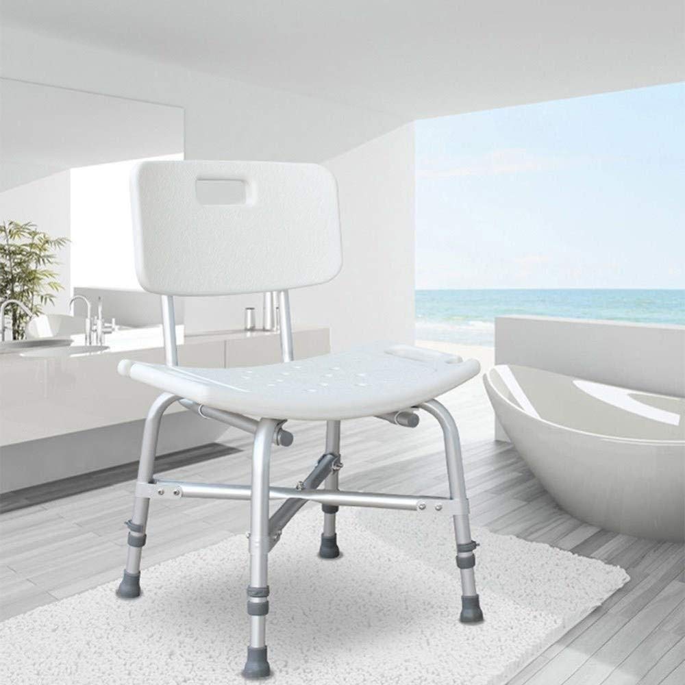 Silla De Ducha con Respaldo Ajustable De Alta Resistencia Rectangular Antideslizante Taburete De Ducha (Blanco)