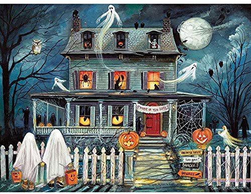Bits and Pieces – 1500 Piece Jigsaw Puzzle for Adults – Enter If You Dare - Haunted House Halloween Trick or Treat Jigsaw Puzzle by Artist Ruane Manning, Completed Puzzle Size: 24' x 33'