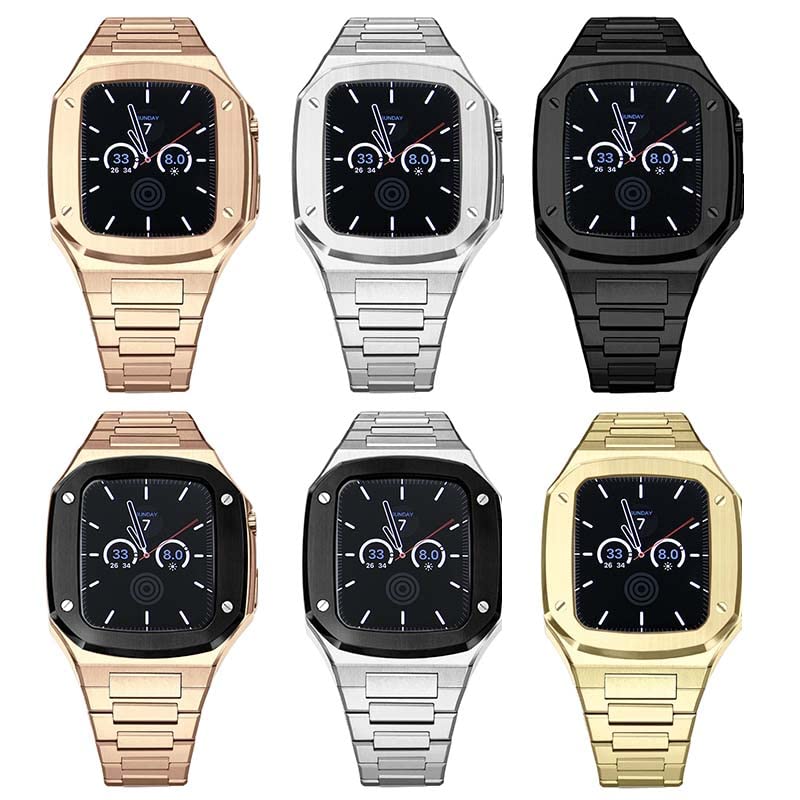 Metalowy pasek do zegarka ze stali nierdzewnej, do Apple Watch 3, 4, 5, 6, SE, 7, 8, 9, 41 mm, 44 mm, 45 mm, paski do zegarków, ulepszone akcesoria zastępcze (I, 41 mm), 41mm, Agat