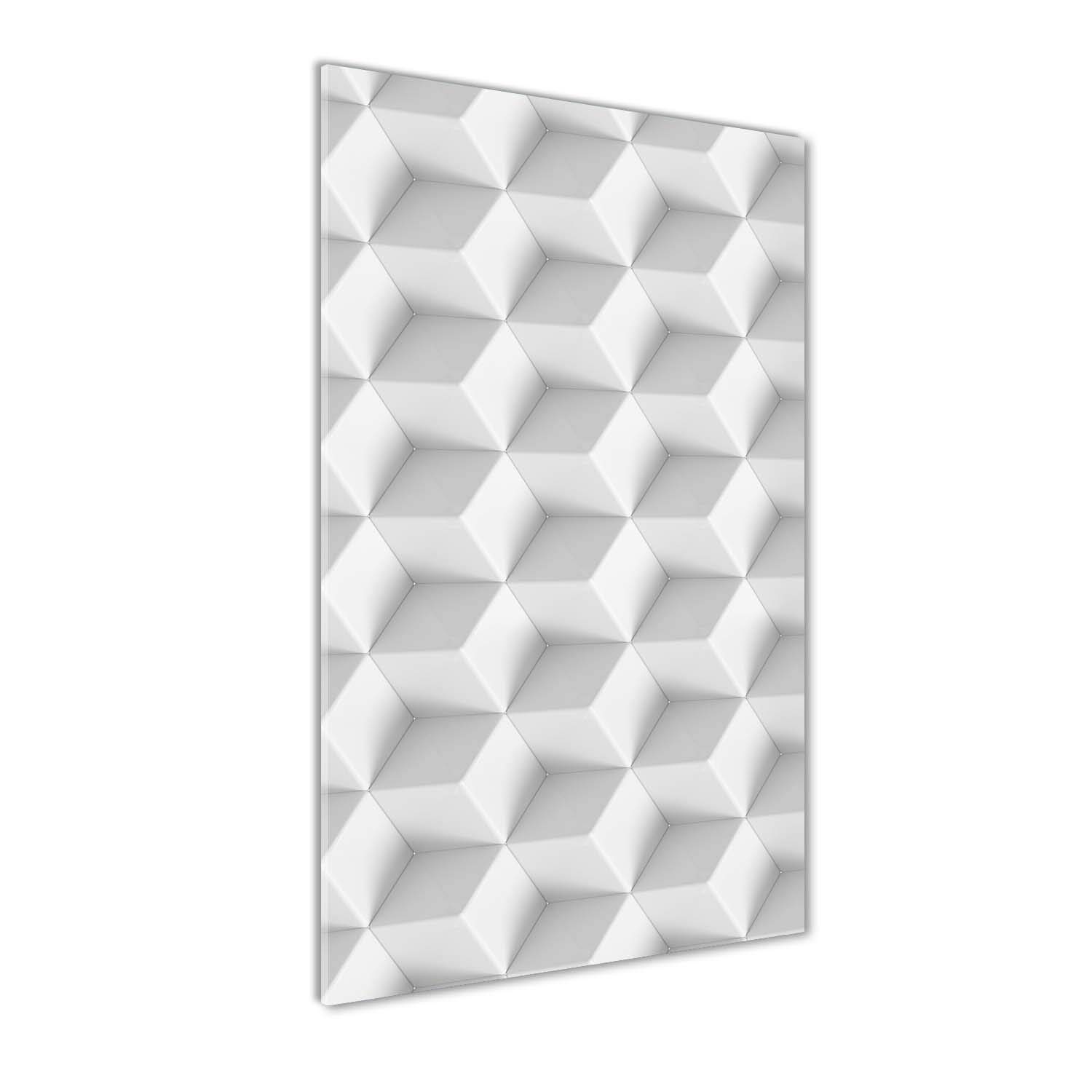 Impression sur verre 50x100 cm tableau moderne abstrait 3D blanc pour sublimer votre cuisine