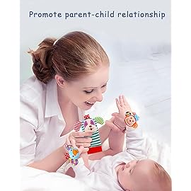 Infant Rattle Socks Toys 0 to 12 Months, Baby Wrist Rattle Foot Finder Socks Set, Birthday Holiday Present for Newborn Boy Girl 0/3/4/6/7/8/9/12/18 Months Kids Toddler, Gift Box Package (4A)