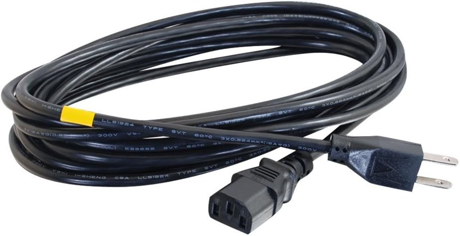 C2G Power Cord, Replacement Power Cable, 3 Pin Connector, Universal Power Cord, 5-15P to C13, 18 AWG, Black, 6 Feet (1.82 Meters), Cables to Go 03130 : Electronics