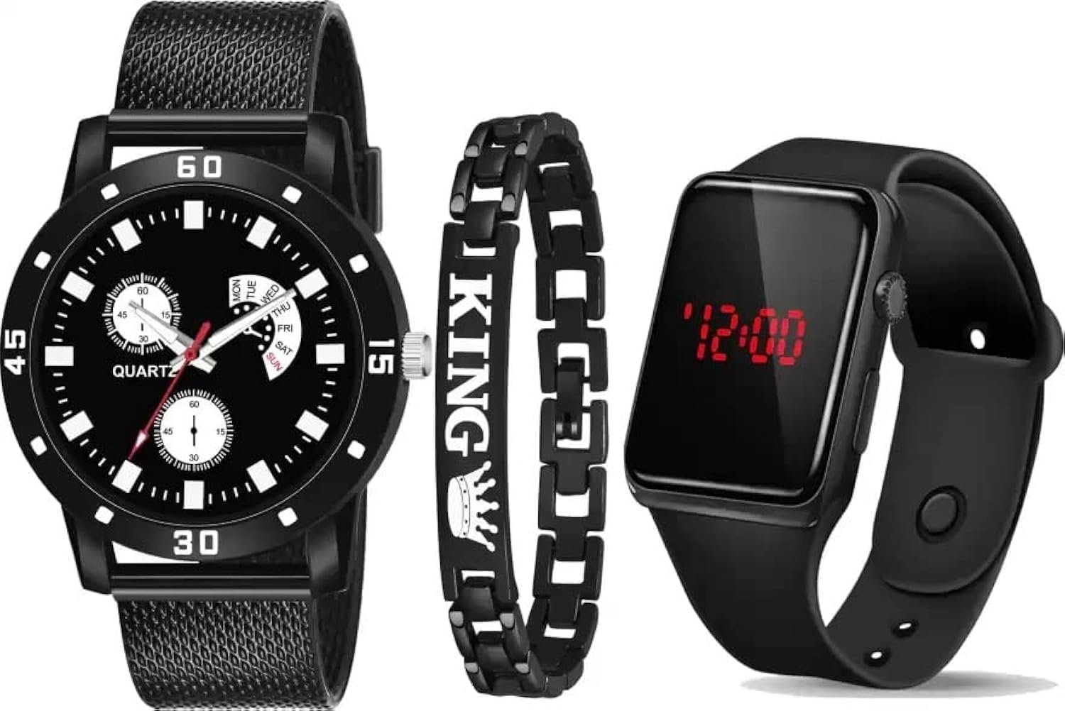 Acnos Polyurethane Premium Kids Analog Digital Watch With Black Dial, Black Led And Bracelet Combo, Black Band (B0B3F4GFKX) Amazon Price History, Amazon Price Tracker