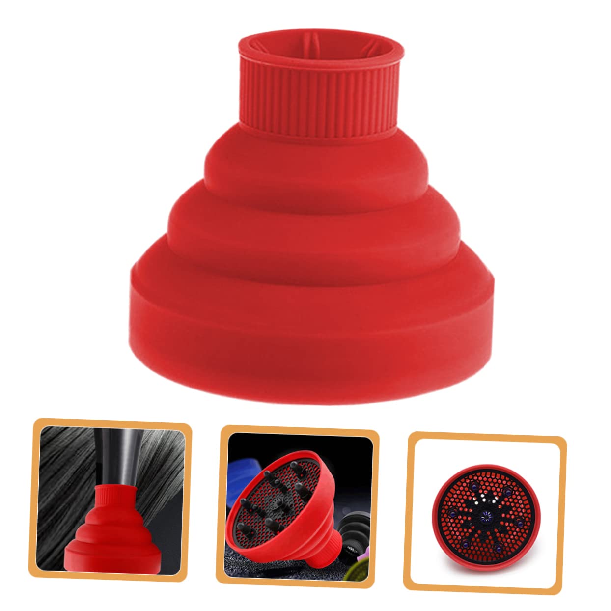 FRCOLOR 3 piezas silicona secador de pelo cubierta viaje rojo boquilla universal