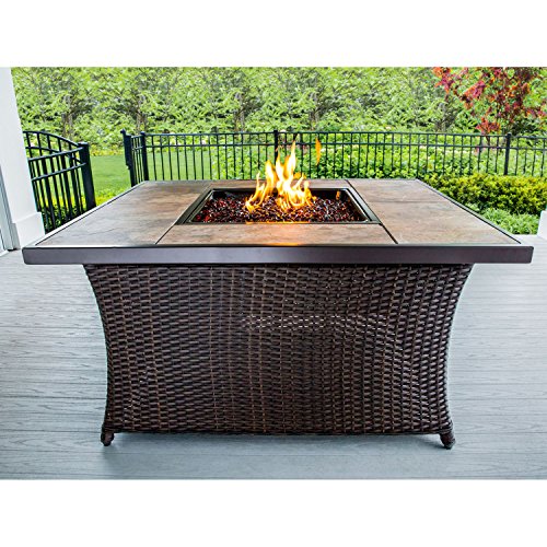 Hanoverhanover Coffeetblfp Tile Woven 40 000 Btu Fire Pit Coffee Table Outdoor Furniture Tan Dailymail