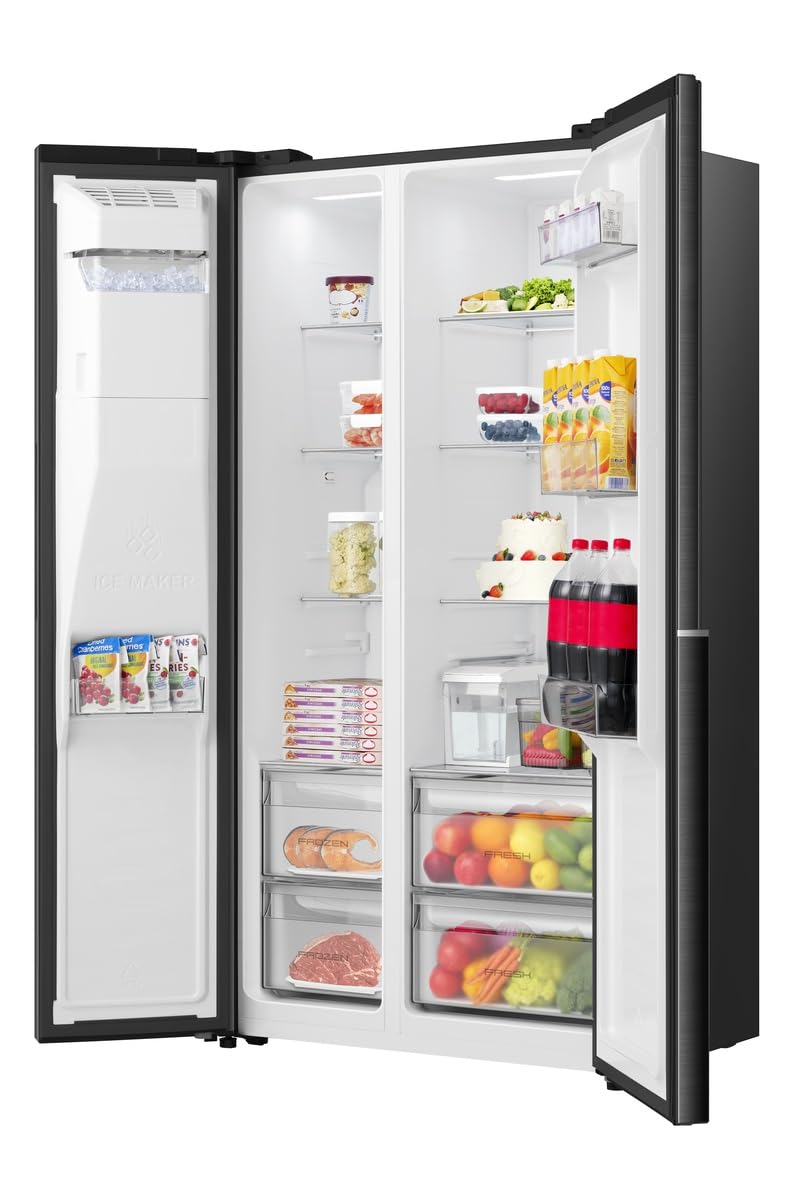 Gorenje NRS917E61BX Side-by-Side mit Eis-, Crushed-und Wasserspender, 528L, Wassertank, PureFlat Serie, CripZone, MultiFlow 360°, Xtra Ruam, BxHxT: 91,1×178,6×62,4 cm, Matt Schwarz