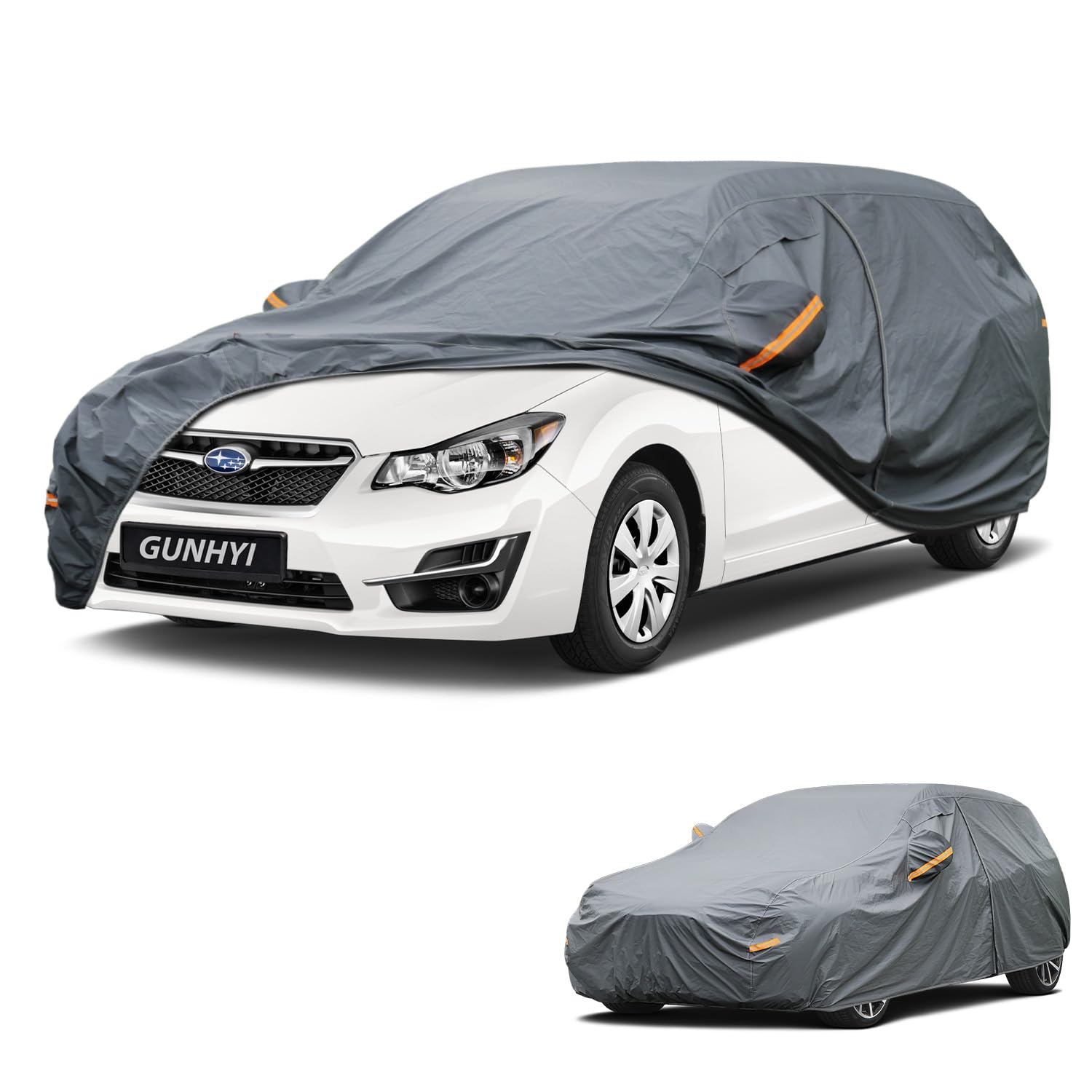 GUNHYI Premium Car Cover Custom Fit Subaru Impreza Hatchback, 16 Layers Heavy Duty Car Cover Waterproof All Weather with Zipper Door for Sun Rain Snow Dust Uv Protection