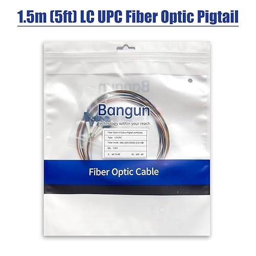 Miniatura 6 de Bangun Paquete de 4 coletas de fibra monomodo 9125 LC-UPC de 6 hebras, coleta de fibra óptica, cable LC de 4.9 ft
