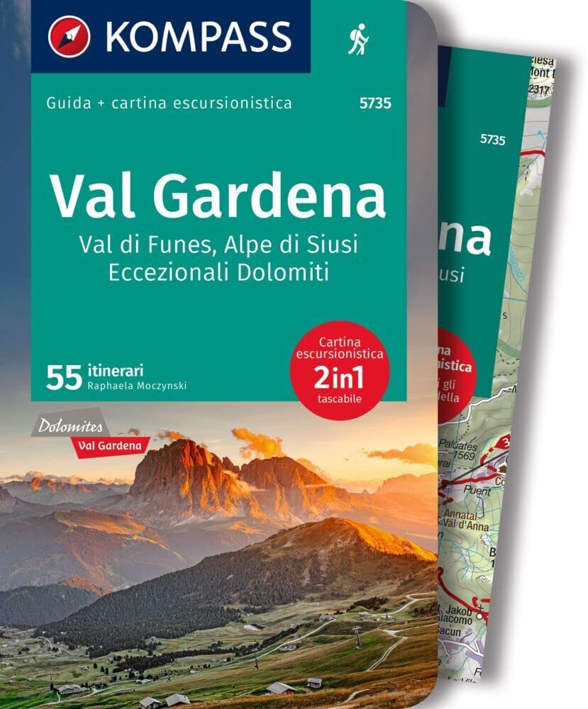 Carta escursionistica Kom 5735. Val Gardena, Val di Funes, Alpe di Siusi: cartina escursionistica, Download gratuito dei dati GPX