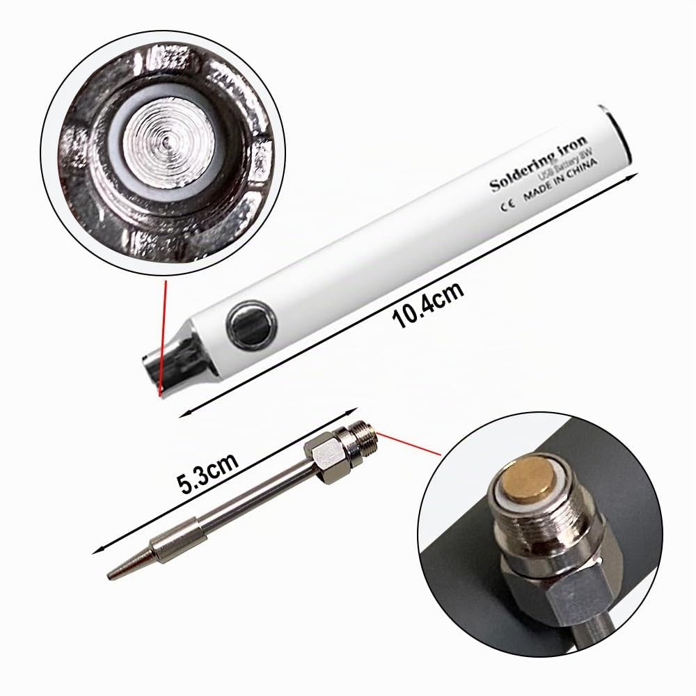 Treedix Kit di saldatore, 8 W, strumenti di saldatura con temperatura regolabile da 330 a 450 ℃, saldatore elettrico senza fili, cavo di ricarica USB, supporto per saldatura, 3 punte per saldatura e
