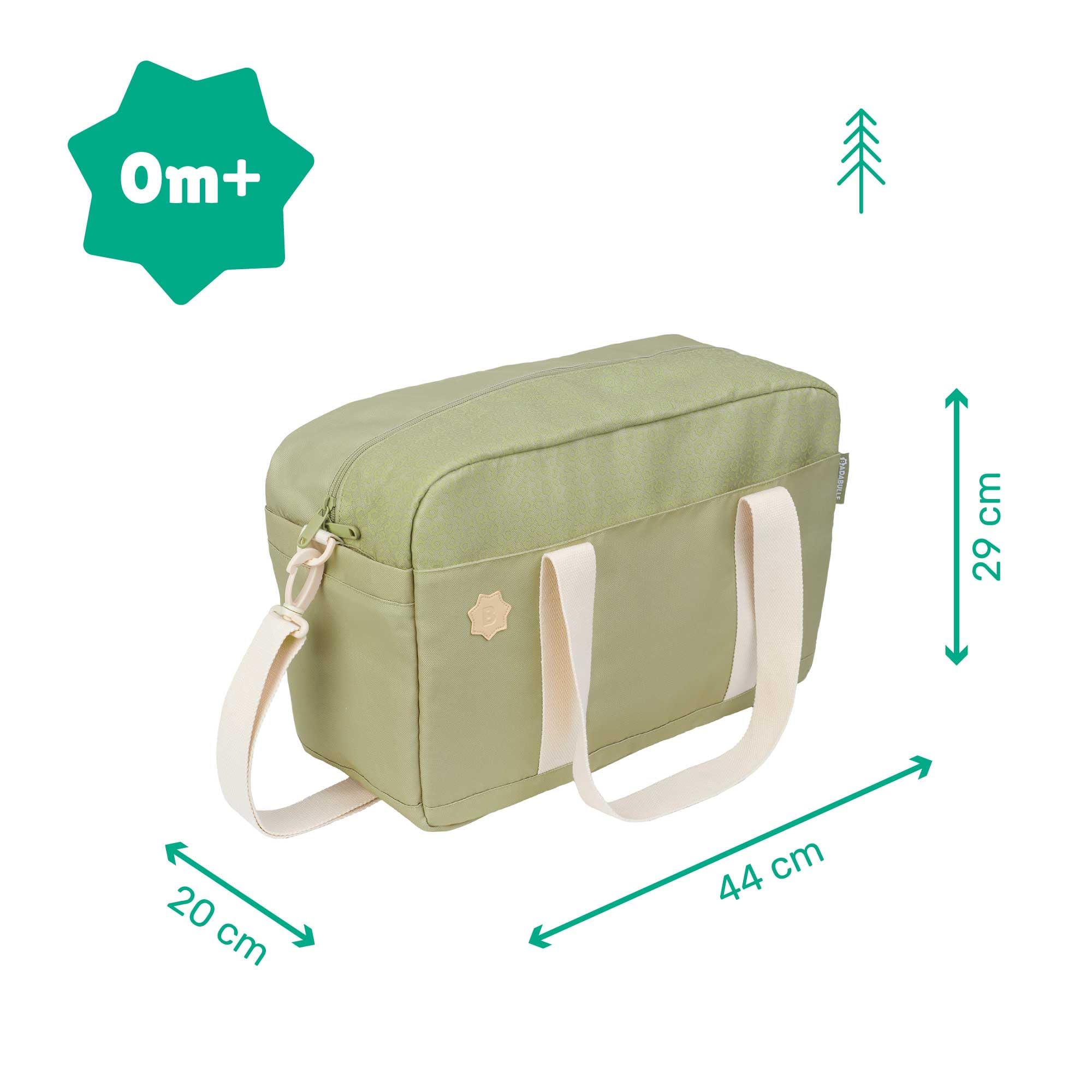 Badabulle Sac à langer Bowling, Grande Contenance 26L, Nombreuses poches, Matelas à langer inclus, Olive