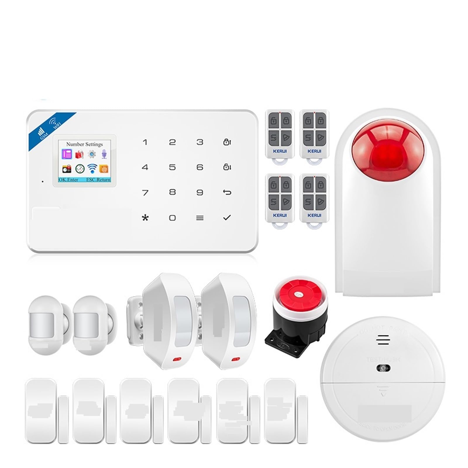 Sistema de Alarma para Casa, De Alarma Inteligente Con Accesorios For El Hogar Unidad Central Antirrobo GSM Alarma Antirrobo For El Hogar APP Sensores De Movimiento,para el hogar(KIT 5)