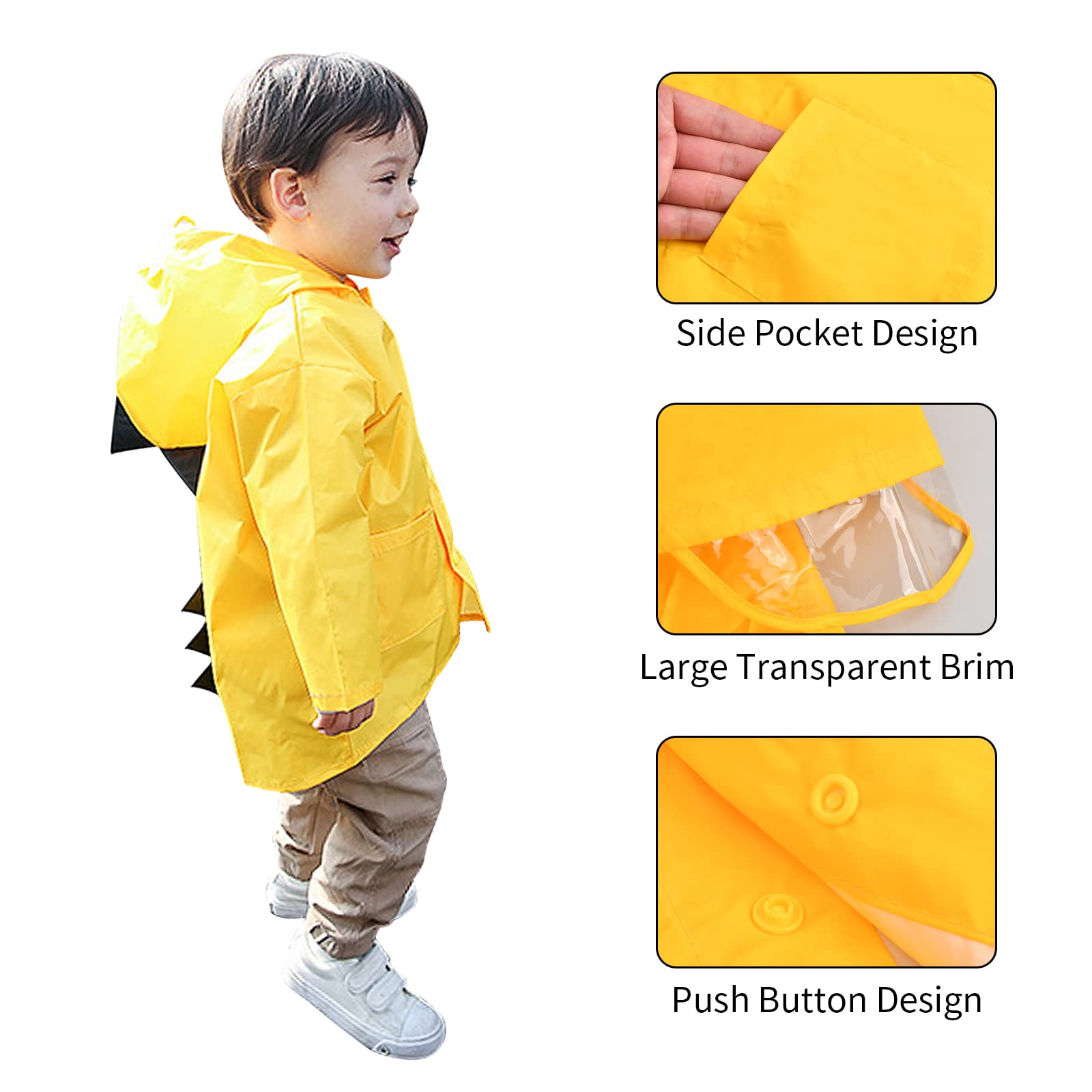 Infantiles Chubasquero, Impermeable Abrigo Ropa Poncho de Lluvia para Niños Niñas, 5-8 Años Chaquetas Traje Capa de Lluvia con Capucha para al Aire Libre Ciclismo Cámping Senderismo