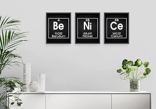 Miniatura 8 de Be Nice - Tabla periódica de elementos impresos, juego de tres carteles de ciencia divertidos sin marco de 8 x 10 pulgadas sin marco, arte de