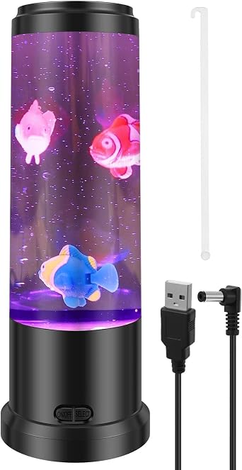 Jellyfish Lamp, Jelly Fish Lights Lamp with 7 Colours, Aquarium Night Light Jellyfish Lamps, Sensory Mood Light for Relax, Home Office Decor, Christmas Valentine's Day Birthday Gifts(Fish Lamp) [Energy Class A]