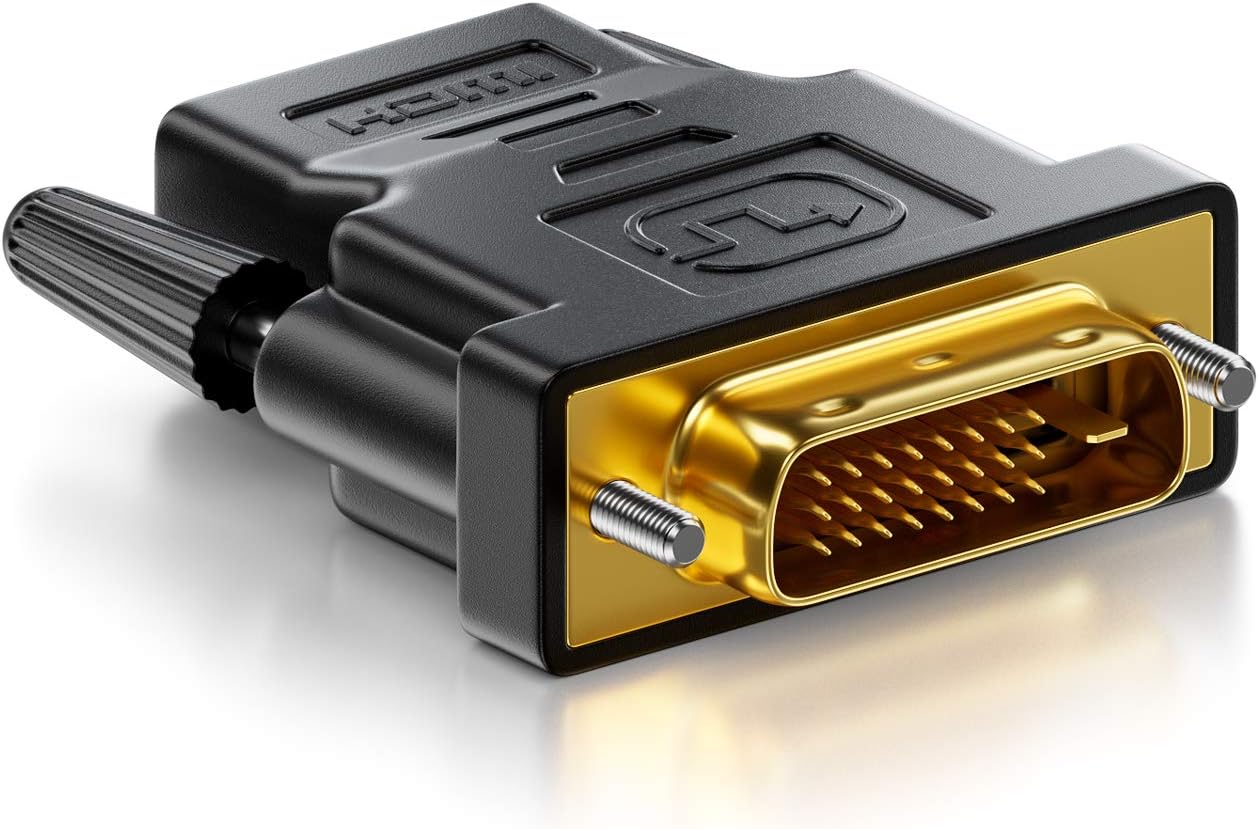 Microware DVI to HDMI Adapter, DVI-D 24+1 Male to HDMI Female High Speed Adapter Converter Gold Plated Support 1080P for HDTV, Plasma, DVD, Projector, Computer - Black