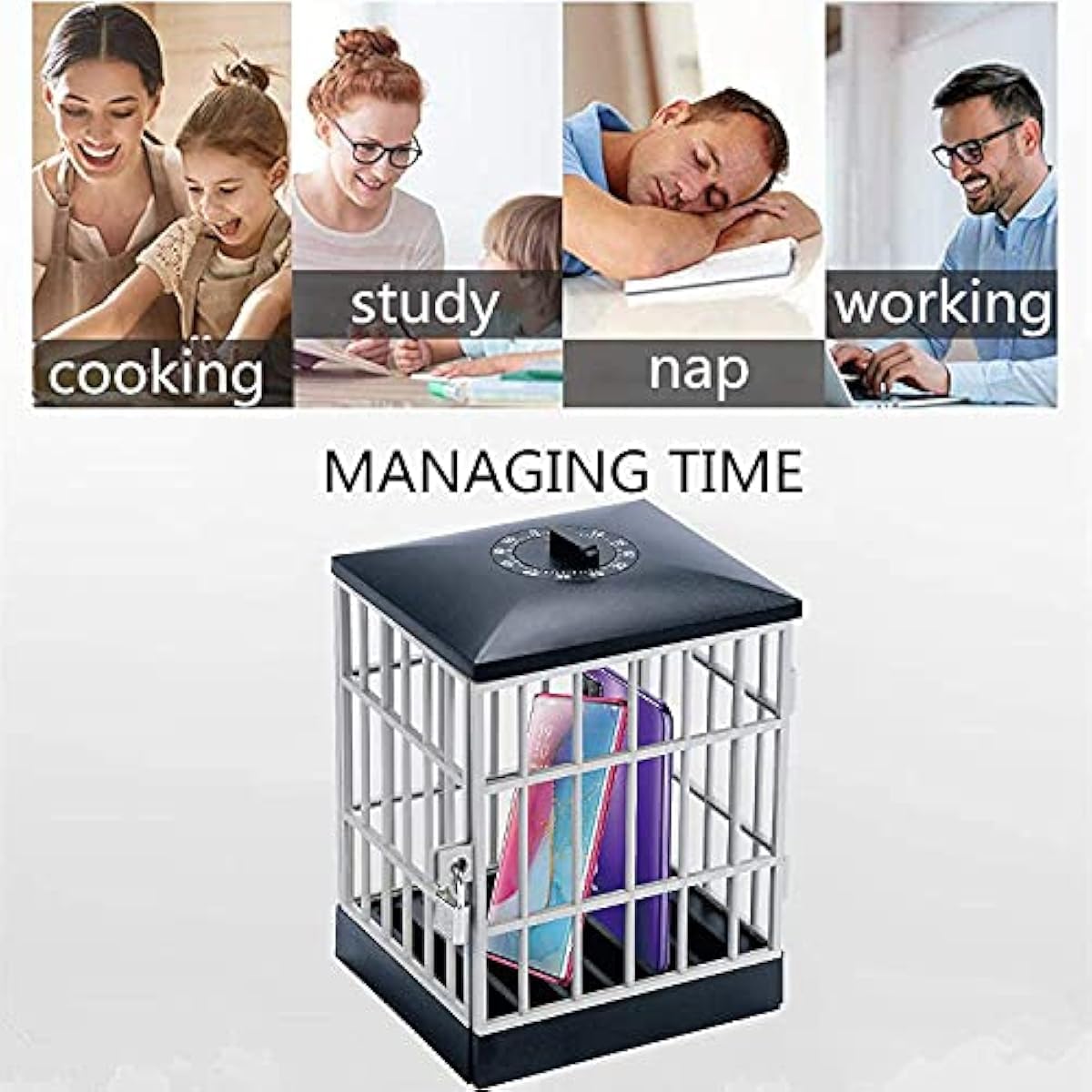 Cage de prison pour téléphone portable avec minuteur, boîte de rangement en métal avec clé, pour garder vos amis, votre famille et vous loin des smartphones