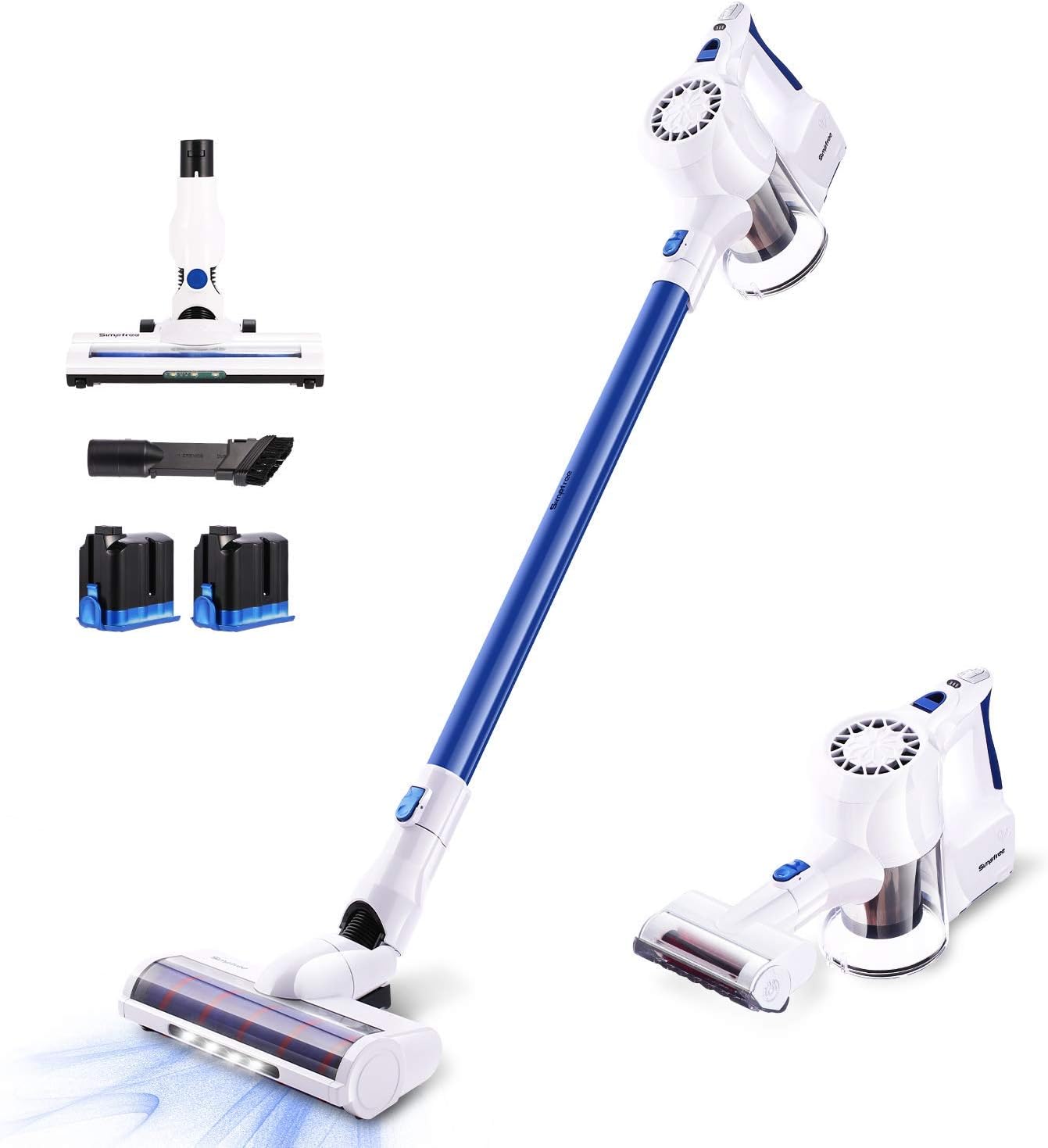Cordless Vacuum 22KPa Strong Suction Lightweight Handheld Stick Vacuum Classic with Brushless Motor Up to 100 Minute Runtime 2 Duo Ion Battery 2 LED Large Brushes Multi-attachments Deep Clean