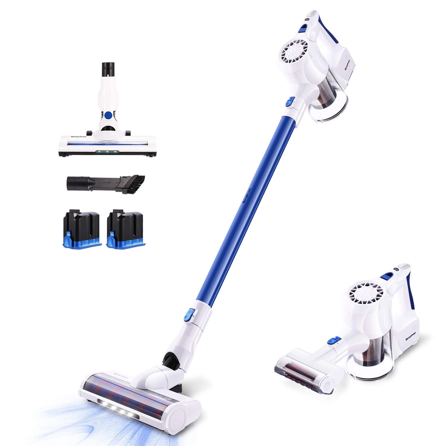 Cordless Vacuum 22KPa Strong Suction Lightweight Handheld Stick Vacuum Classic with Brushless Motor Up to 100 Minute Runtime 2 Duo Ion Battery 2 LED Large Brushes Multi-attachments Deep Clean