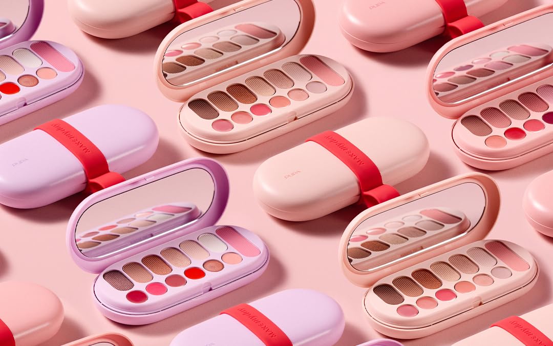Pupa Palette Make My Day Pocket Blush, rouge à lèvres, brillant et fard à paupières – 13 pièces pour maquillage, yeux et lèvres, parfaite pour la maison ou en voyage – Disponible en 3 variantes de