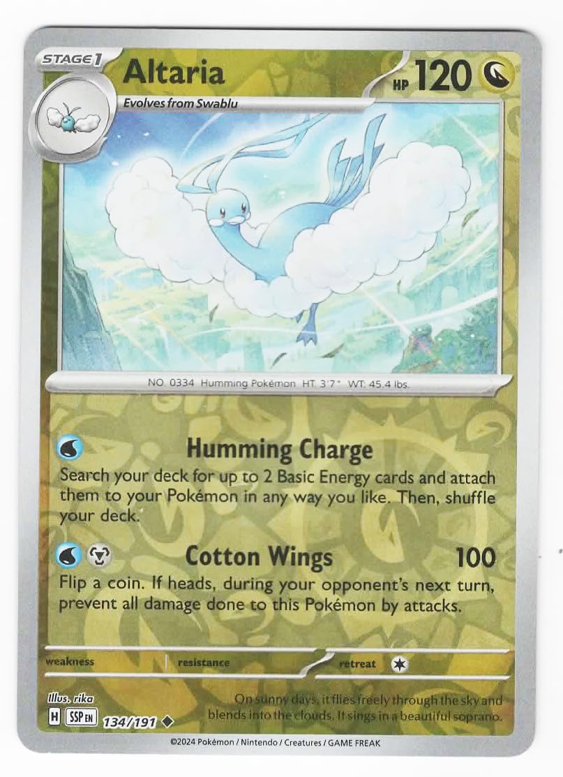 Amazon.com: Pokemon - Altaria 134/191 – Surging Sparks – Reverse