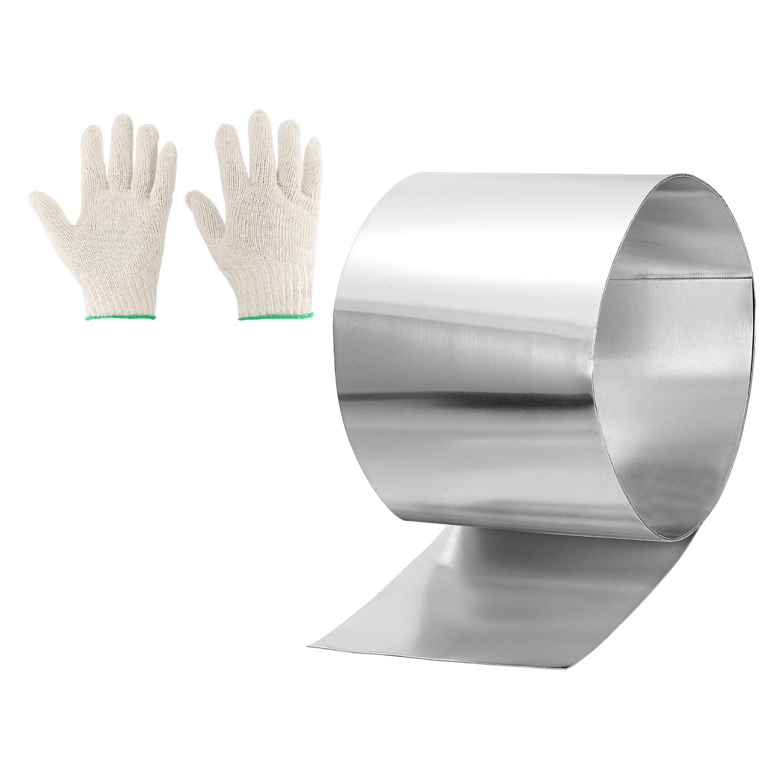 sourcing map Aluminum Flashing Roll, 3.9" x 3.28ft Roof Flashing Metal Strip Sheet Roll 0.8mm Thick with Gloves for House Repair Sealing Window Door