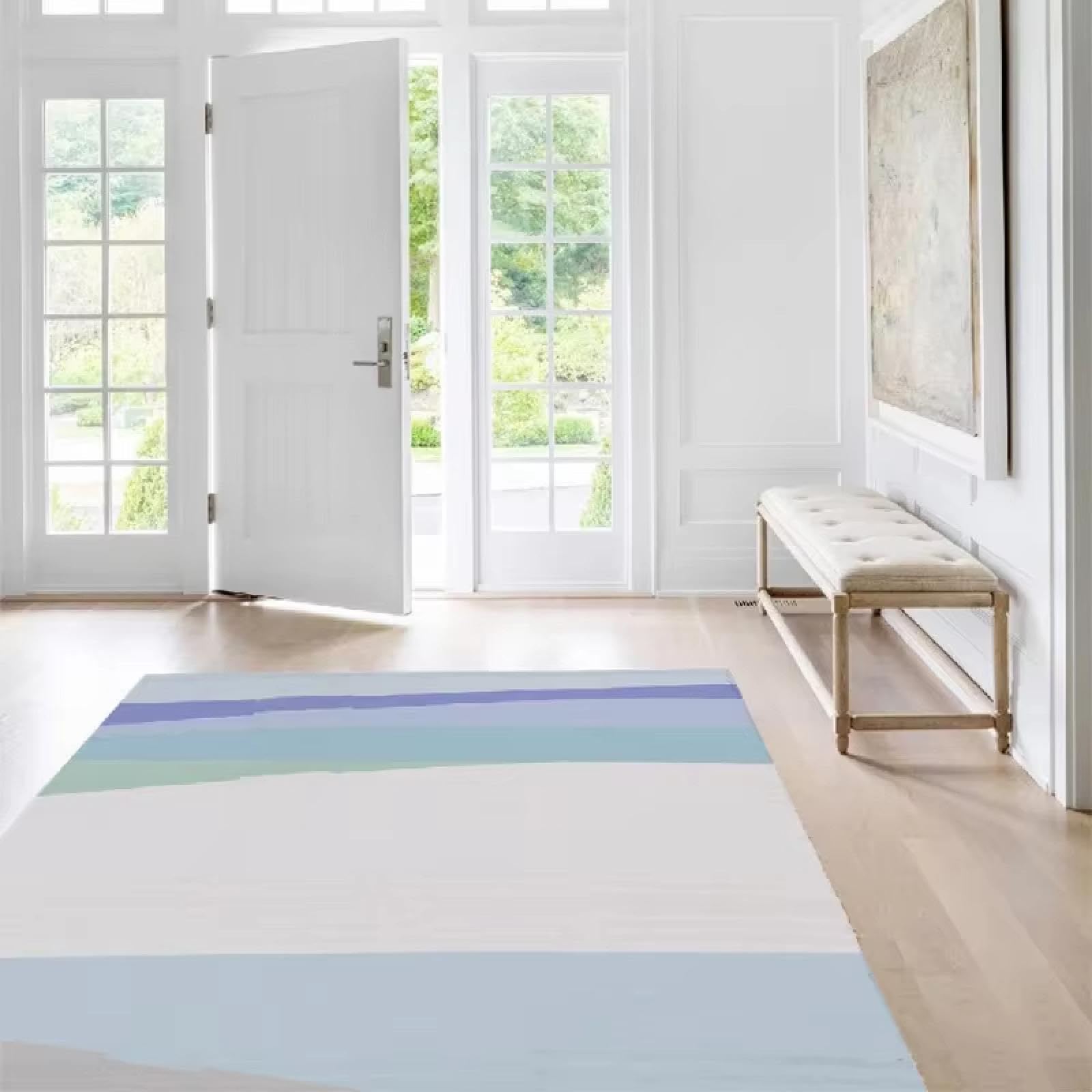 Tapis de chambre confortable 160x200cm lavable tapis géométrique doux